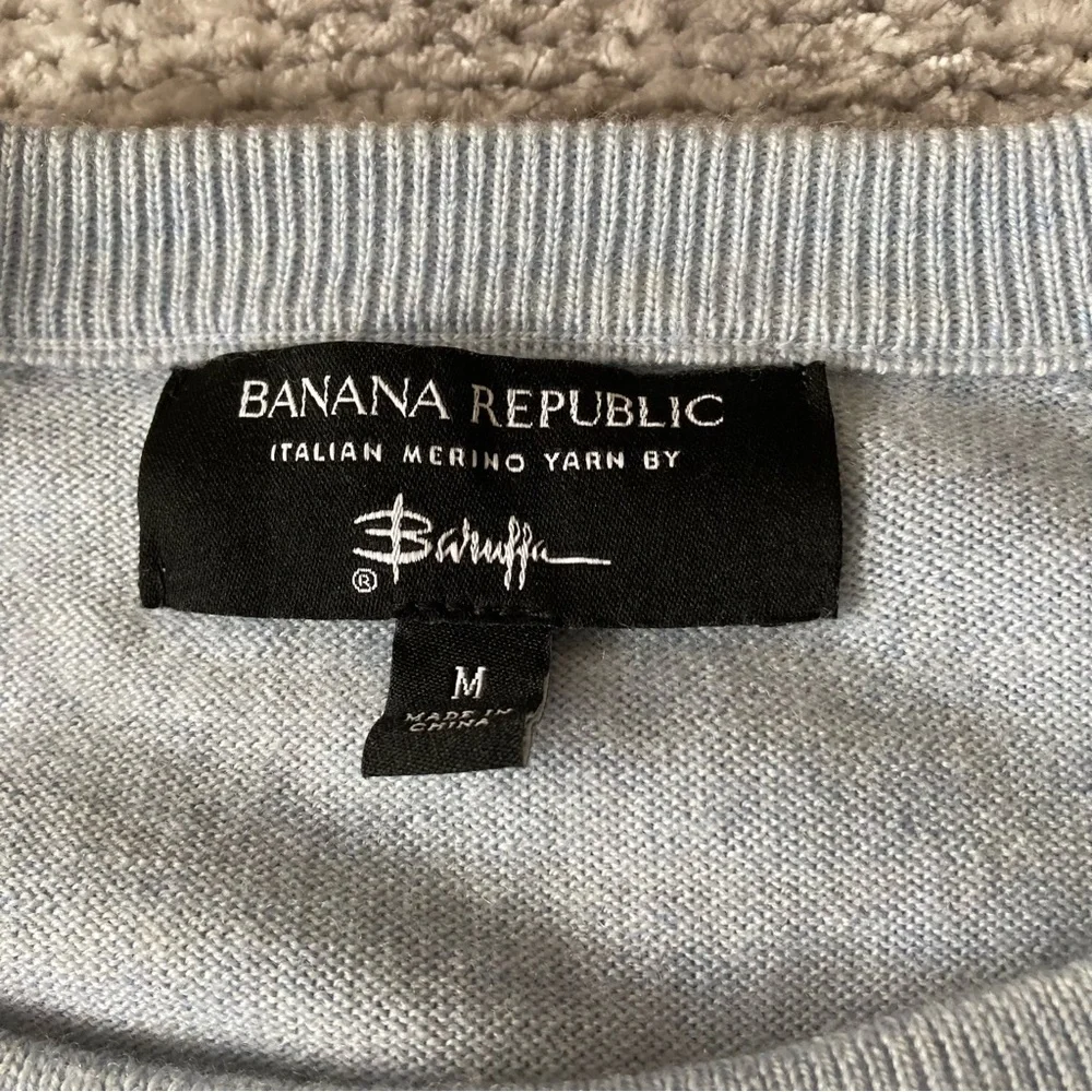Banana Republic Italian Merino Wool Sweater Men’s Medium‎ Ice Blue Baruffa Yarn